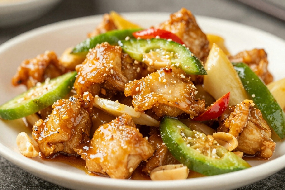 Pollo Kung Pao: ricetta originale con marinatura e cottura tradizionale in 80 caratteri