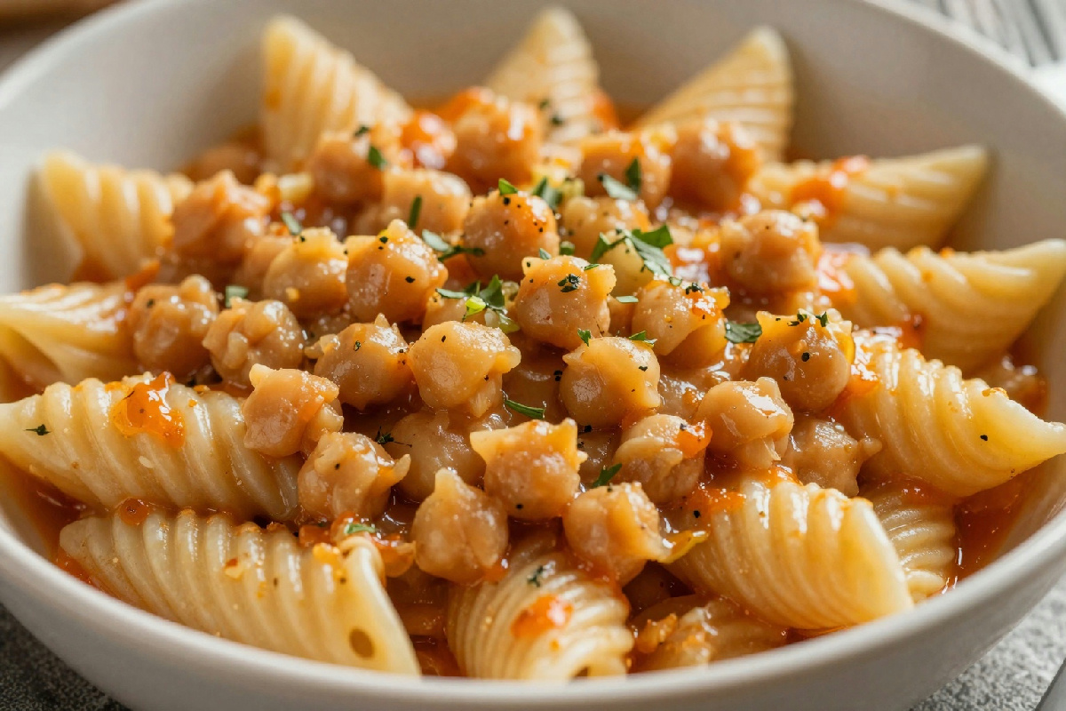 Preparazione tradizionale delle lagane accompagnate da un gustoso stufato di ceci