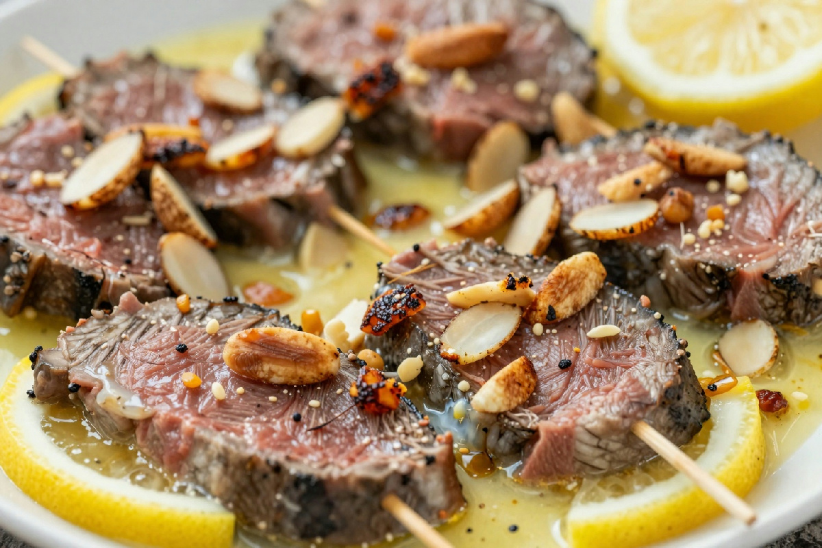 Spiedini di carpaccio di manzo alle mandorle: un antipasto originale per sorprendere gli ospiti a tavola